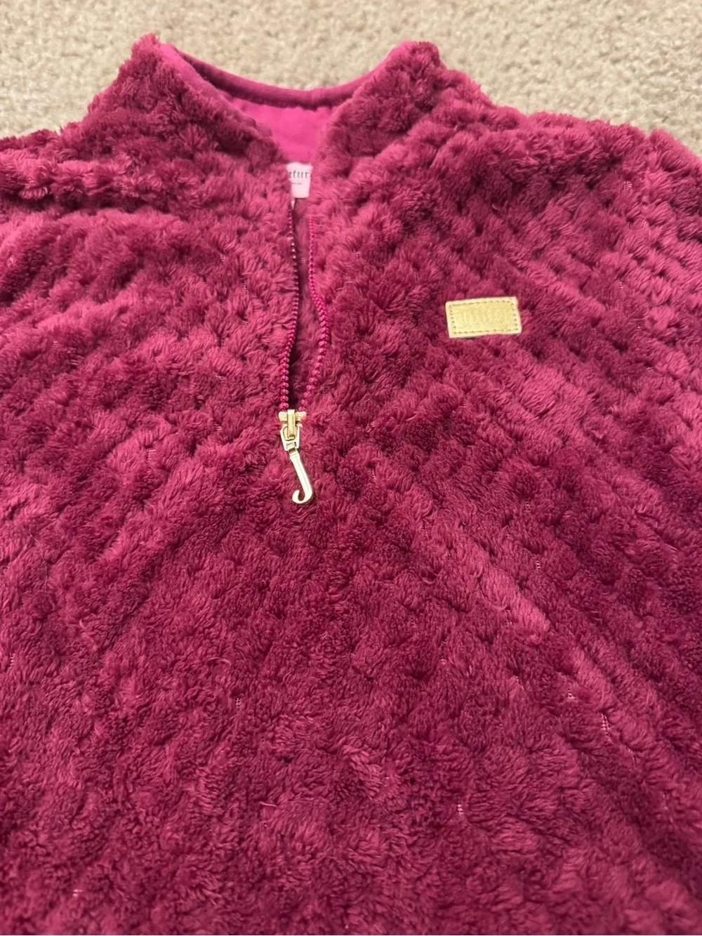 Juicy Couture Plush Half-Zip Turtleneck - Deep Berry Pink